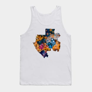 Spirograph Patterned Gabon Provinces Map Tank Top